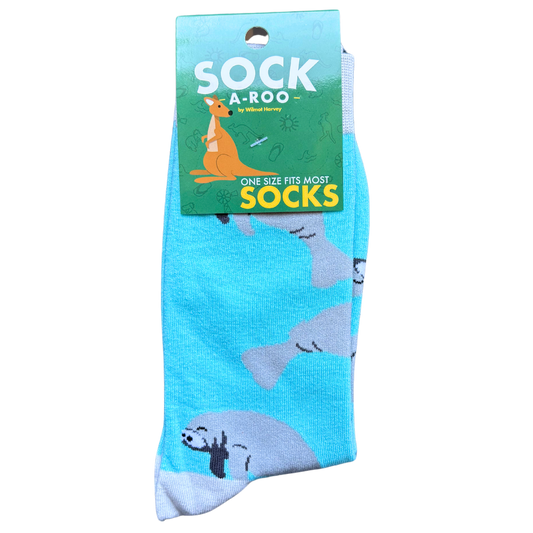 Sock-a-Roo Socks (Adult Size) - Manatee Aqua
