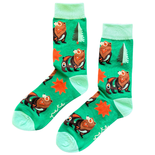 Sock-a-Roo Socks x Pete Cromer (Adult Size) - Brown Bear